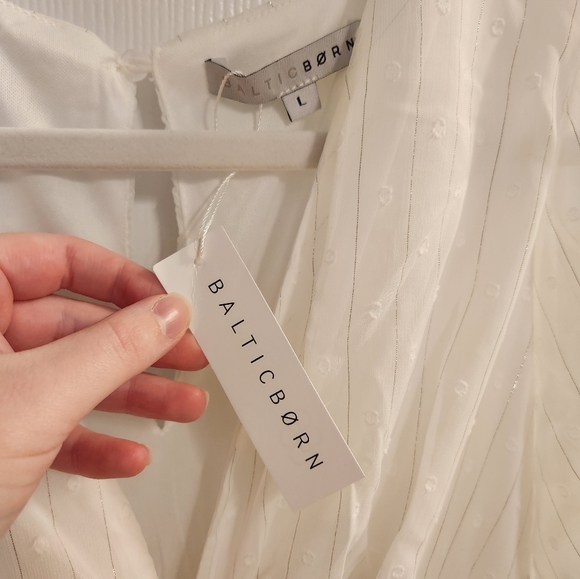 Baltic Born Wesley Shimmer dot dress, white, size large - Picture 1 of 5